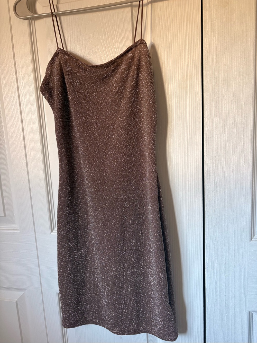 Sparkle Dusty Pink Mini Dress with Thin Straps